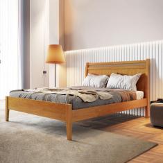Cama Casal 140cm Madeira Maciça Ratan Esmeralda Josandro Amêndoa Mel