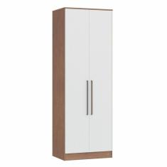 Guarda Roupa Modulado 2 Portas 2 Gavetas 4 Prateleiras Requinte Móveis Castro Macadâmia/Branco Line