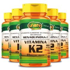 Kit 5 Vitamina K2 - Menaquinona 130mcb - 60 cápsulas