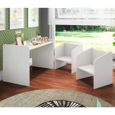 Conjunto Infantil Mesa E Cadeiras Montessoriano Meu Fofinho - Branco