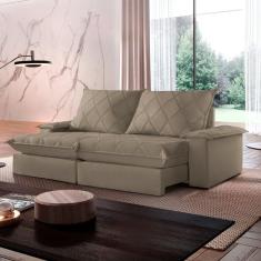 Sofá Retrátil e Reclinável com Catraca Blindada 220cm Merlot Jolie/Cinza