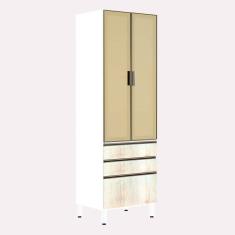Paneleiro Torre 70Cm Bronze Pérola Branco Com Legno Crema