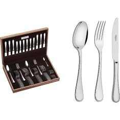 Faqueiro Tramontina Firenze em Aço Inox com Facas de Mesa Forjadas Acabamento Brilho e Estojo de Madeira 42 Peças