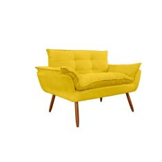 Namoradeira Decorativa para Sala de Estar Opala Suede Amarelo - Montanaris Decor