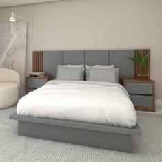 Cama Casal 2 Mesas c/ 2 Gavetas e Cabeceira Sob Medida MDF - Casa Lar 