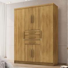 Guarda-Roupa Casal Taurus 6 Portas 3 Gavetas Natural - Pnr Móveis