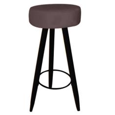 Banqueta Alta Flora Pés Palito em Madeira Preto  Bar Bistrô Cozinha  S