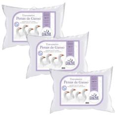 Kit 3 Travesseiros de Penas 15cm - Daune