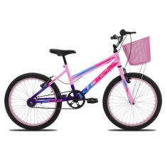Bicicleta Infantil Feminina Aro 20 KOG com Cestinha Cor:Violeta Degrade+Rosa
