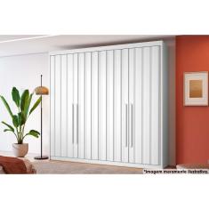 Guarda Roupa 4 Portas Ripadas e 4 Gavetas Grécia Branco - Conquista