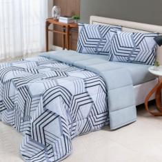 Edredom Queen Malha 100% Algodão c/ Viés 1 PEÇA + JOGO DE LENÇOL 3 PEÇ