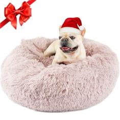 Himax Camas para cães pequenos, cama de cachorro donut com cobertor, cama calmante para cães laváveis (50,8 cm/66 cm/89 cm)