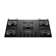 Cooktop 5 Bocas a Gás Continental Mesa de Vidro Preto com Acendimento Automático (KC5GR)