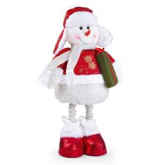 Boneco De Natal Decorativo Em Poliéster Brilho Com Ajuste De Altura 78cm Boneco De Neve