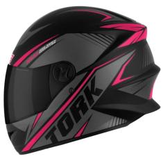 Pro Tork Capacete Moto R8 Fechado, Viseira Fumê, Preto/Rosa, Tam. 58