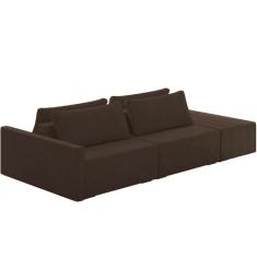 Sofá Ilha Modular Para Sala 232cm com Puff Dublin K01 Veludo Marrom - 