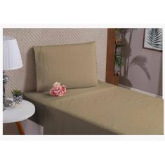 Lençol De Algodão 3 Peças Cinza Solteiro Percal 180 Fios