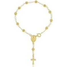 Pulseira Terço Banhada a Ouro 18k - Mariah Store Semijoias