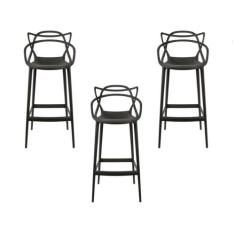 Kit - 3 X Banquetas Médias Masters Allegra - 66 Cm - Preto - Universal