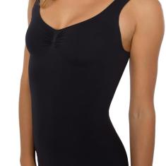 Plié Regata Control Modeladora Feminina Sem Bojo – Shapewear com Compressão Suave, Afina Cintura e Sustenta Lombar – Sem Costura – Preto – Tamanho GG