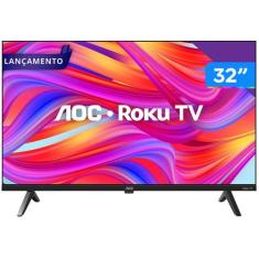 Smart TV AOC 32S513578G HD 32 Roku TV Controle Simples e Busca de Cont