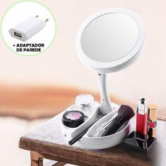 Espelho Redondo Dobrável Mesa LED Maquiagem CBRN14132