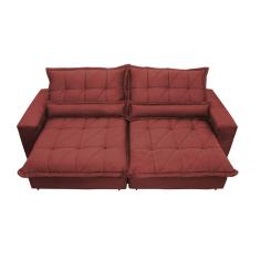 Sofá Retrátil e Reclinável 3,12m com Molas Ensacadas Cama inBox Soft Tecido Suede Vermelho 