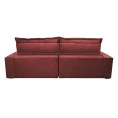 Sofá Retrátil e Reclinável 2,72m com Molas Ensacadas Cama inBox Soft Tecido Suede Vermelho 