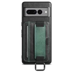 HAO RIYLN Capa com compartimento para cartão para Google Pixel 8 Pro/Pixel 8 A/Pixel 8, capa de celular de couro com absorção de choque com compartimentos para cartões, alça elástica para pulso, capa