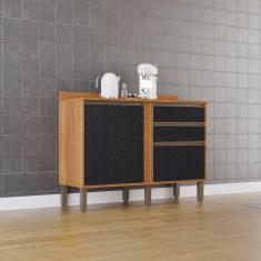 Balcão para Cozinha 2 Portas 2 Gavetas Pérola Cinamomo/Preto