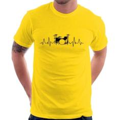 Camiseta Bateria Batimentos Cardíacos - Foca na Moda, Amarelo, M