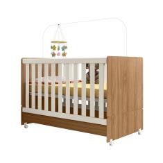 Berço Americano Mini Cama Encanto Cor  Nature e Off White - Peternella Móveis