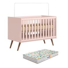 Berço Americano Q Encanto 3820 Retrô Rosa com Colchão Gazin  Qmovi