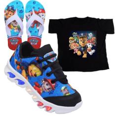 Tenis De Led Infantil Patrulha Canina + Camisa + Chinelo Lançamento, 3