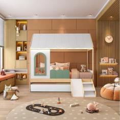 Bicama Infantil Casinha com Led, Janela e Escadinha New Garden Casatem