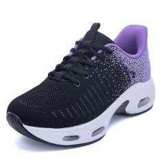 MAYKX Tênis feminino Air Slip on para caminhada, mãos livres, confortável, tênis de corrida, academia, atlético, treino, corrida EUA 6-11, Preto, roxo, 36