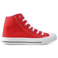 Tenis Feminino Botinha Cano Medio Casuall Moda Leve Star, Vermelho, 33