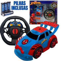 Carrinho Controle Remoto Volante Homem Aranha Smart Driver Carro De Brinquedo Infantil Spider-man