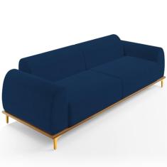 Sofá 03 Lugares Para Sala de Estar Kiev 210 cm D02 Veludo Azul Marinho C-304 - Lyam Decor