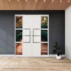 Porta Sacada Lambril 4 Folhas 210 X 200 de Alumínio Branco
