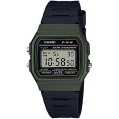Relógio Casio Unissex Vintage F91wm 3adf Verde Digital