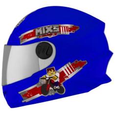Capacete Fechado Mixs Start Infantil Blocks, AZUL, 54
