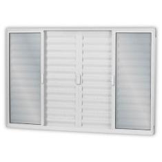 Janela de Alumínio Veneziana de Correr 120x120cm 6 Folhas 2 Fixas com 