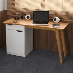 Escrivaninha Com Porta Viana Branco Acetinado Cinamomo