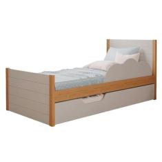 Bicama Infantil Elza 100% Mdf com Cama Auxiliar e Proteção Lateral Cimol Nature/off White