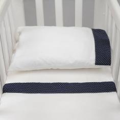 Jogo de Lençol para Mini Berço 3 Peças Poá Azul Marinho