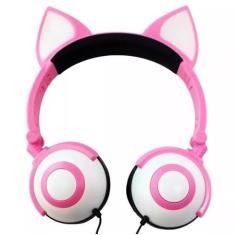 Fone Com Orelhas De Gato/gatinho Headphone Iluminação Led - Exbom