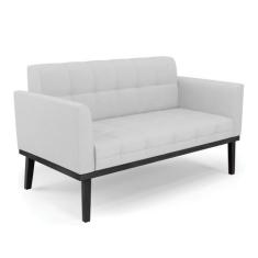 Sofá Namoradeira 2 Lugares Base de Madeira Preto Elisa Linho D03 - D'R