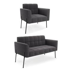 Sofá Namoradeira e Poltrona Pé Ferro Pto Elisa Bouclê D03 - D'Rossi - 