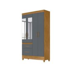 Guarda-Roupa de Solteiro 4 Portas 2 Gavetas Madri Freijó/Off White Mov